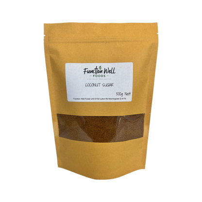 Original Function Well Foods Organic Coconut Sugar 500g pack photograph.