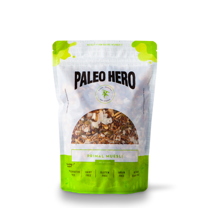Package of Paleo Hero Primal Muesli on a white background