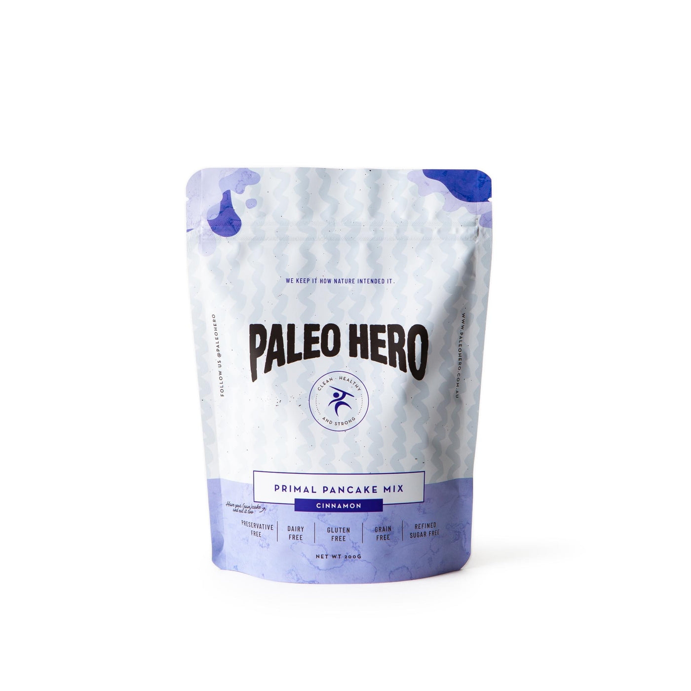 single bag of pancake mix on a white backdrop